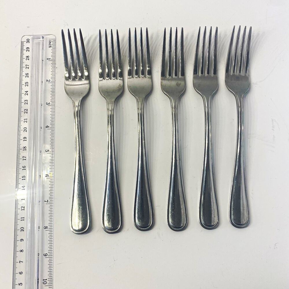 Set of 6 Stainless China Dinner Forks 7.5” Silver Flatware Simple Classic